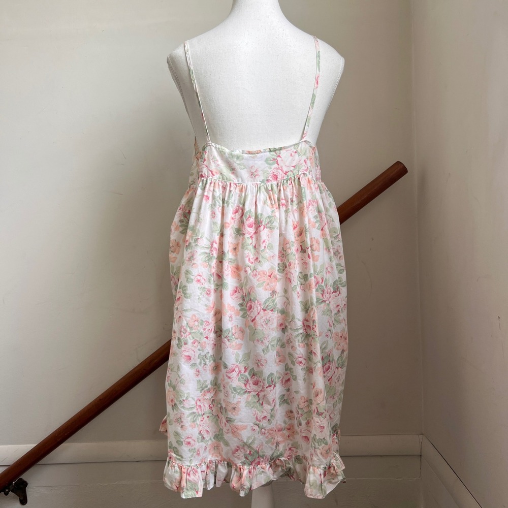 Vintage Floral Cotton Babydoll Dress Ruffle Oversized Nightgown Lace Empire Doll - Picture 5 of 6